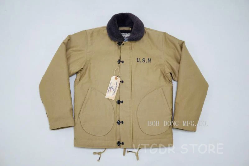 Light Khaki BOB DONG USN N-1D куртка 30s Военная Униформа зимняя мужская шерстяная подкладка пальто - Цвет: Light Khaki