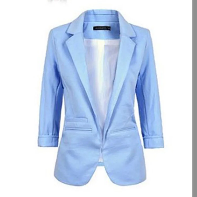 Осень 2017 г. Для женщин Карамельный цвет S Slim Fit Blazer Куртки зубчатый офисные Open Front