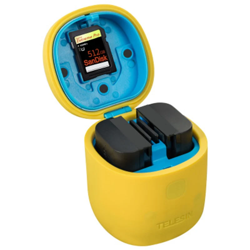Yellow TELESIN ALLIN BOX 3в1 двойное зарядное устройство SD Card Reader чехол для хранения+ 2 шт. NPW50 батарея для A6000, A6500, A6300 аксессуары для камеры - Цвет: Yellow
