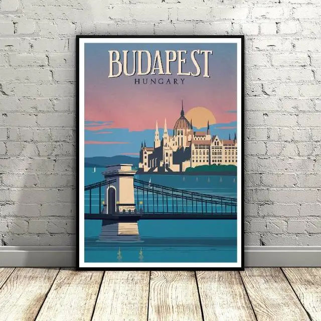 Винтажный BUDAPEST Hungary картина холст плакат настенные художественные фотографии
