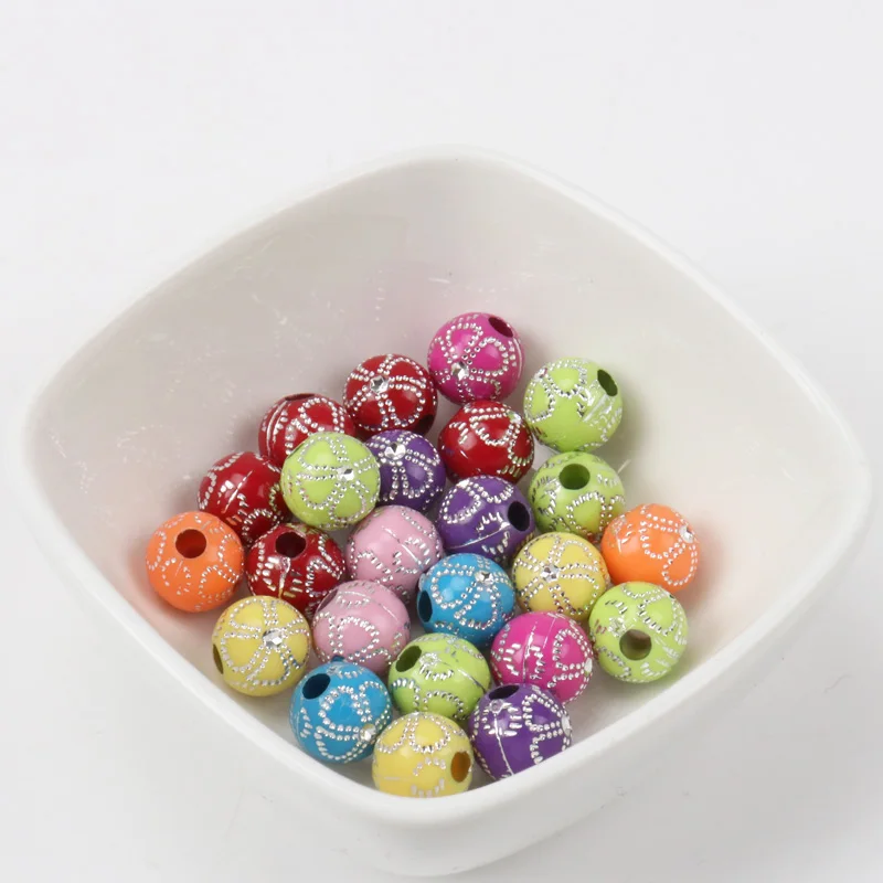 2018 New Mix Color Gold Stripe Flower Wave Acrylic Spacer Beads For Bracelet Necklace Jewelry Making DIY 10mm 50pcs | Украшения и