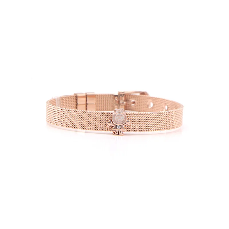 SET 1 Somsoar Jewelry розовое золото DIY Слайд Подвески из нержавеющей стали сетки браслет браслеты для подарок ко Дню Святого Валентина - Окраска металла: SET 1