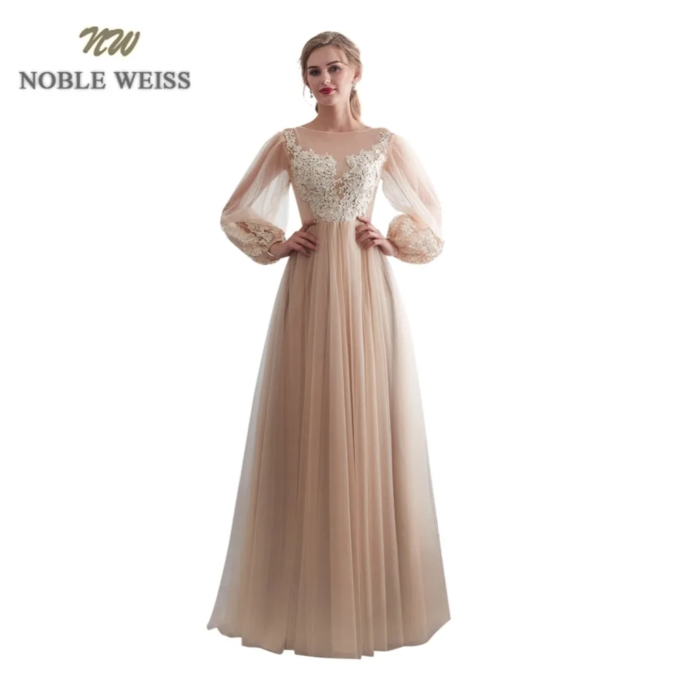 Платья для выпускного вечера 2019 с длинными рукавами vestidos de festa appliques Тюль цвет