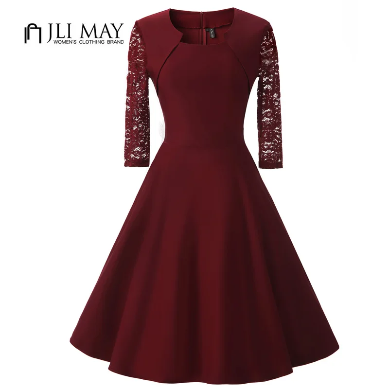 Женское кружевное платье JLI мая черное средней длины с коротким рукавом и