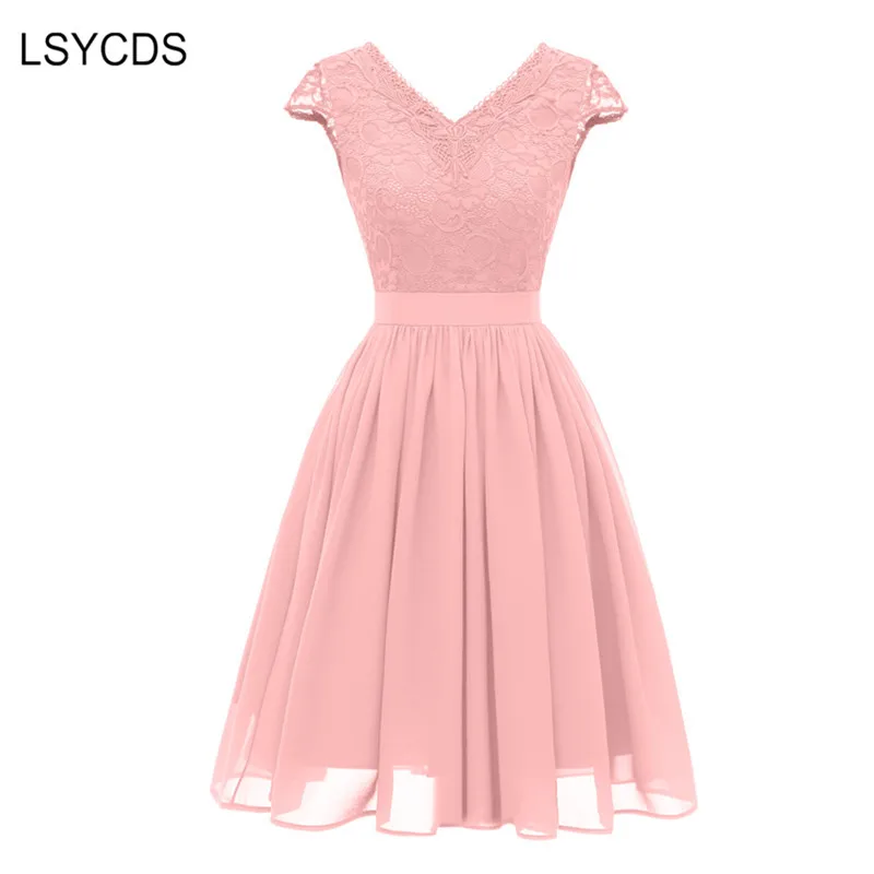 LSYCDS роскошное Ретро женское платье 50s 60s с v-образным вырезом и коротким рукавом