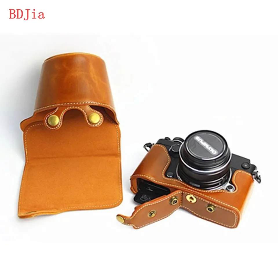 NEW!Pu Leather Camera Bag Case For Olympus PEN-F With Battery Opening+Shoulder Strap Free Shipping | Электроника