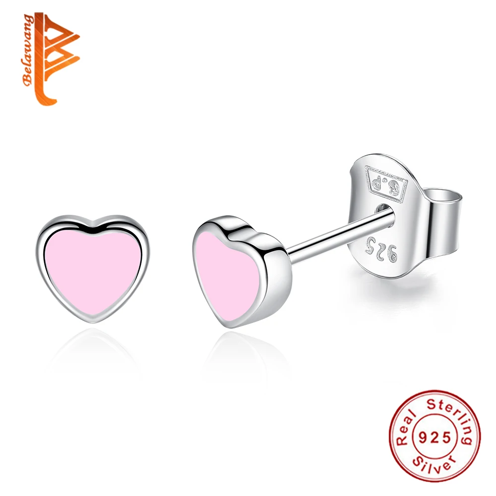 Женские серьги гвоздики из серебра 925 пробы с эмалью|heart stud earrings|stud earringsstud earrings for