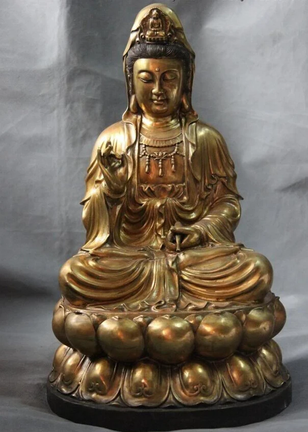 

song voge gem S1369 Buddhism Bronze Copper Gild Kwan-yin GuanYin Bodhisattva Goddess Buddha Statue