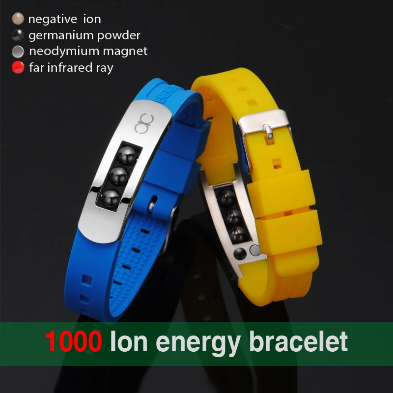 Личность Для мужчин браслет энергии Нержавеющая сталь и силиконовые Браслеты