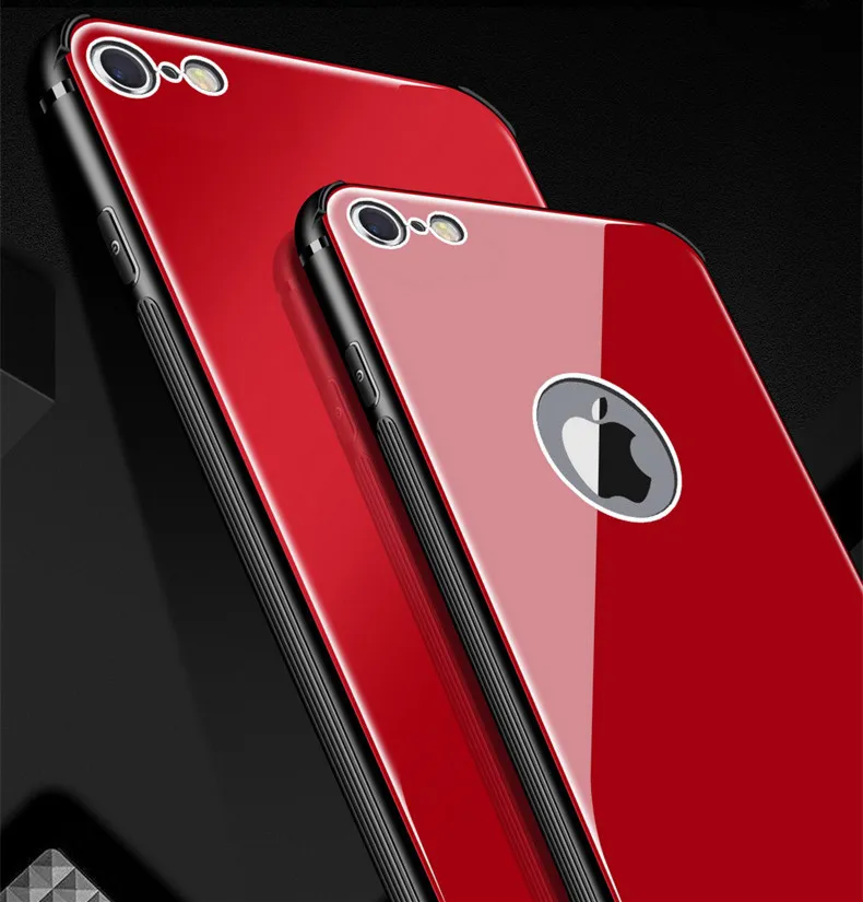 Toughened Glass Phone Case For Iphone 6 6plus 6s 6splus TPU Edge Tempered Back Cover Anti-fall Protective Sleeve |