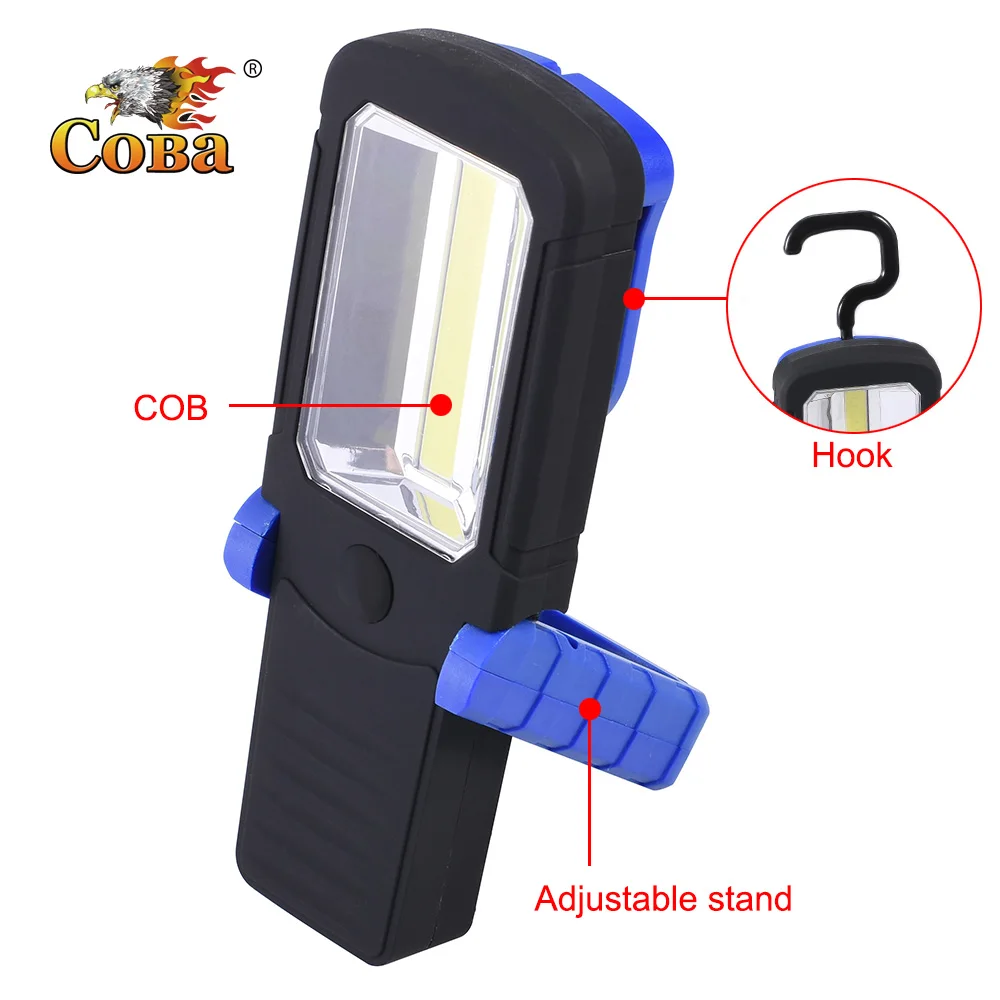 Coba cob рабочие фонари переносная Светодиодная лампа с крюком водостойкие огни 3 * AAA