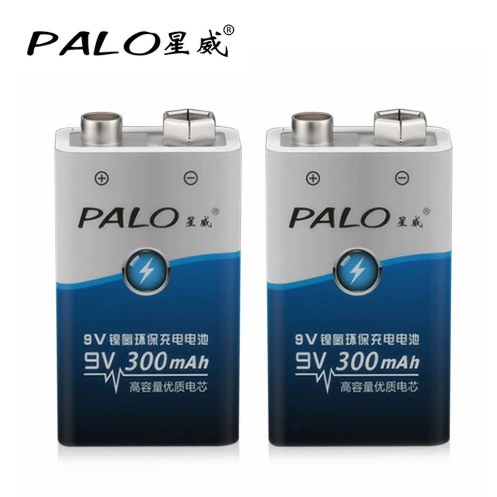 PALO 2 шт./компл. 6F22 006p 9 никель-металл-гидридный аккумулятор с напряжением 300 мА/ч, экологически чистые Перезаряжаемые батареи для сигнализация игрушки и так далее