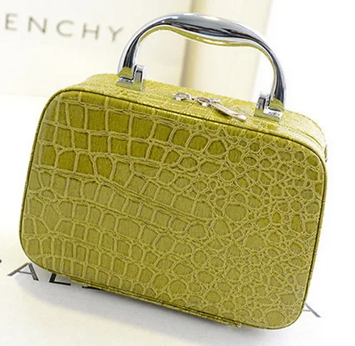 green Хит, маленькие косметички из кожи аллигатора, милый цветок, женская косметичка, женская коробка из искусственной кожи, косметичка из крокодиловой кожи, сумка-тоут OC478 - Цвет: green