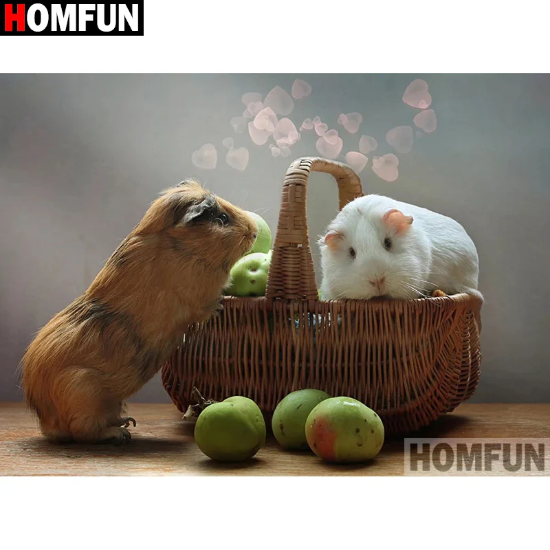 HOMFUN 5D Diy Алмазная вышивка крестиком на рисунке хомячок Фруктовая корзина