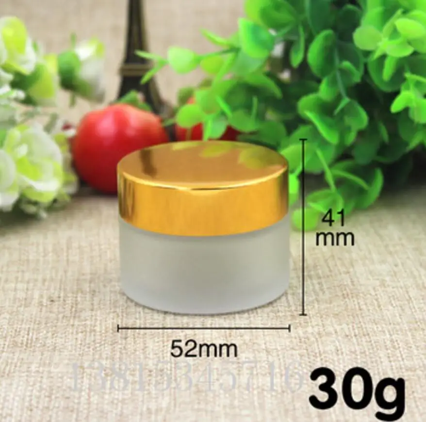 

100pcs 30g frosted glass jars, 30ml frost cream jars, skin care cream bottles, 1 oz glass cosmetic containers