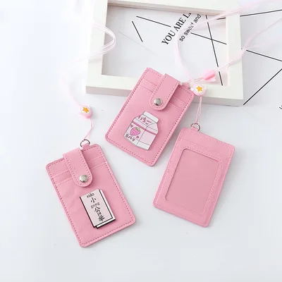 1 шт. Kawaii розовый Сейлор Мун из искусственной кожи держатель для карт ID сумка для женщин дорожный банк автобус кредитный держатель для карт Брелок чехол - Цвет: Milk