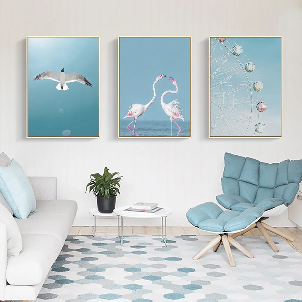 Фламинго настенная живопись на холсте скандинавские настенные картины для