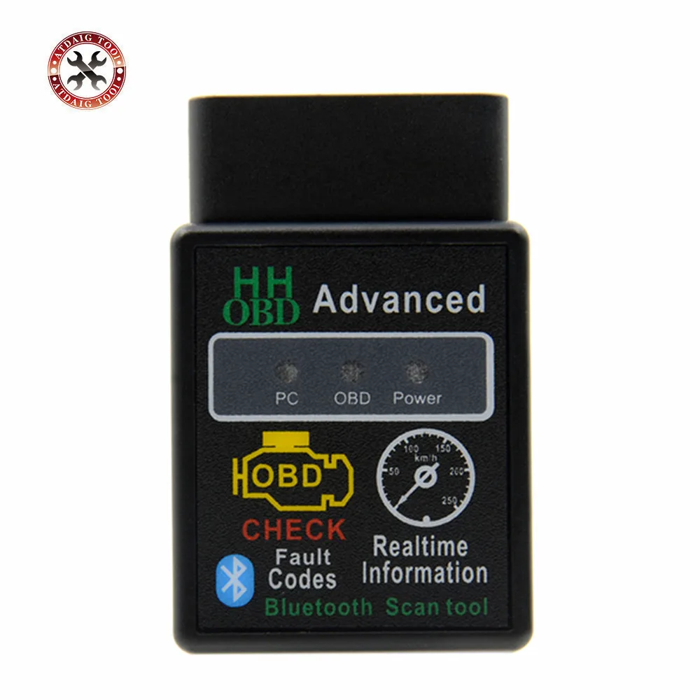 2021 новый дизайн HH OBD расширенный мини ELM327 v2.1 черный Bluetooth OBD2 автомобильный CAN