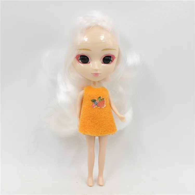 Мини blyth кукла 10 см DIY милые длинные волосы kawaii не закрывает глаза не может изменить цвет глаз - Цвет: C