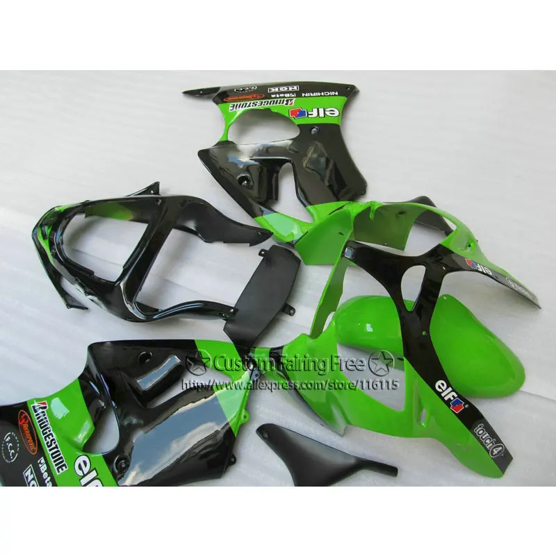 Набор обтекателей для Kawasaki ZX-6R 2000-2002 комплект Ninja 636 ZX6R 00 01 02 зеленый черный Новые