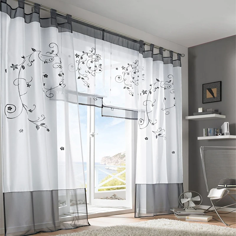 Новинка 2016 оконные шторы для гостиной роскошные с 3d вышивкой прозрачные