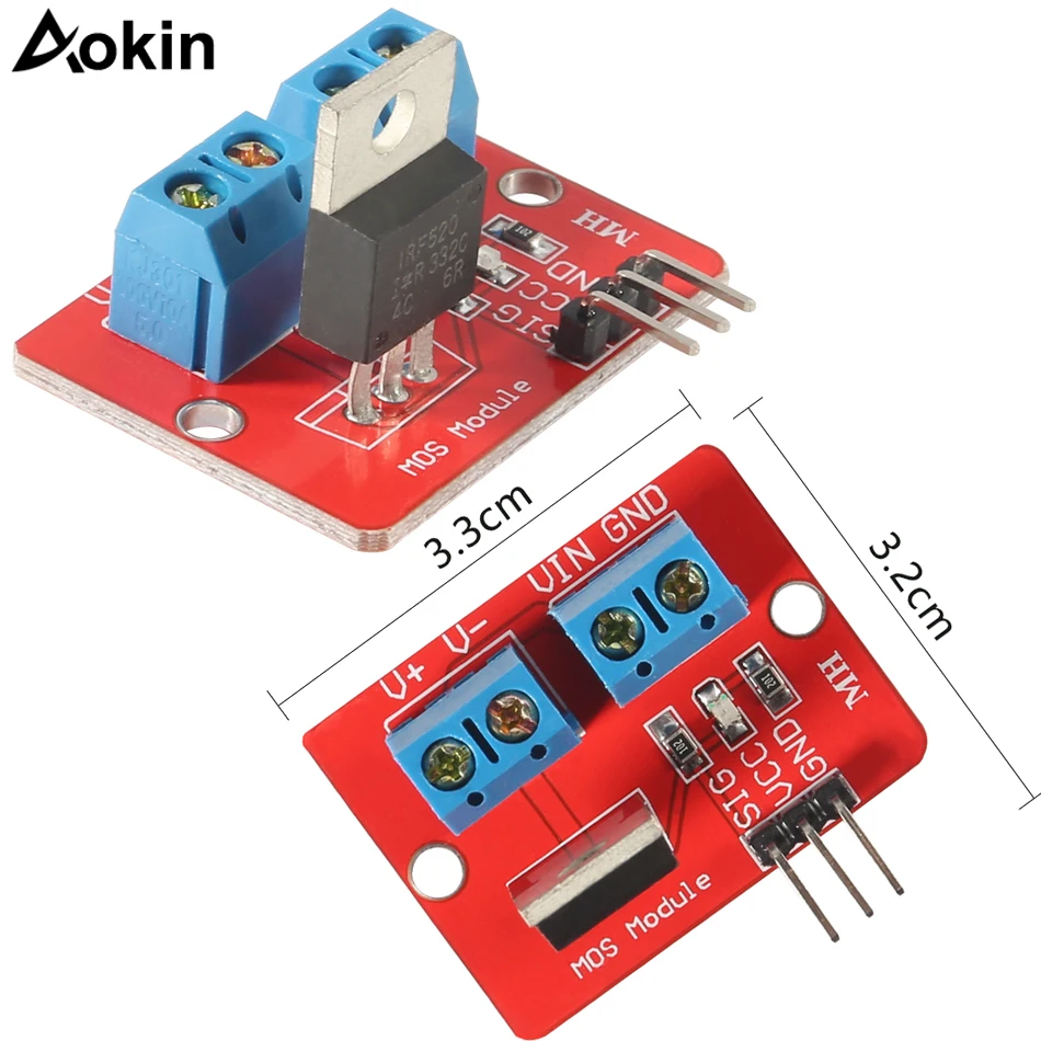 10 шт. IRF520 Mosfet драйвер модуль для Arduino MCU ARM Raspberry Pi 3 в 5 Мощность MOS ШИМ затемнением