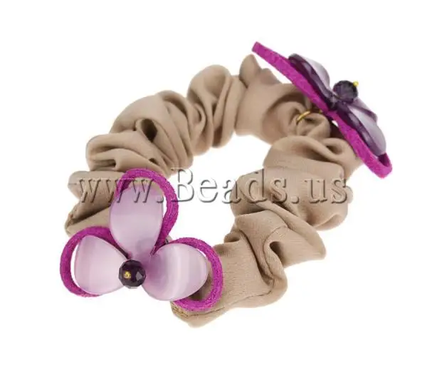 Free shipping!!!Hair Elastic Sexy jewelry Chiffon with Faux Suede Cord &amp Crystal Resin khaki 70mm Sold By Lot | Украшения и
