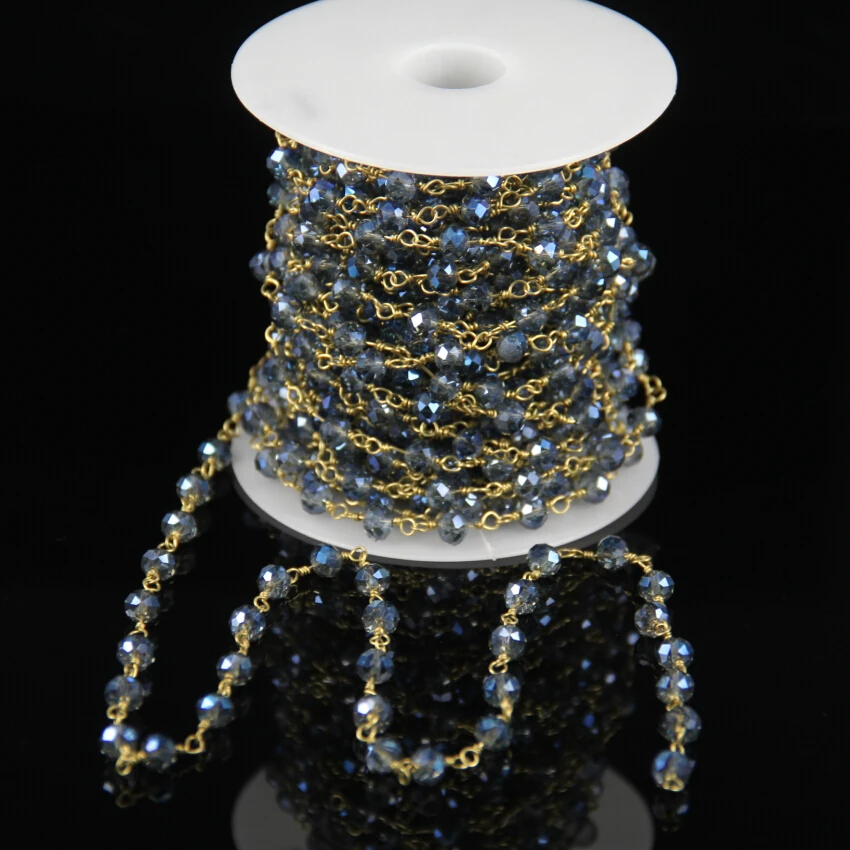 Ожерелье цепочка из бисера с гранями 4 Х6 бусин|jewelry finding|beaded rosary chainbead chain |
