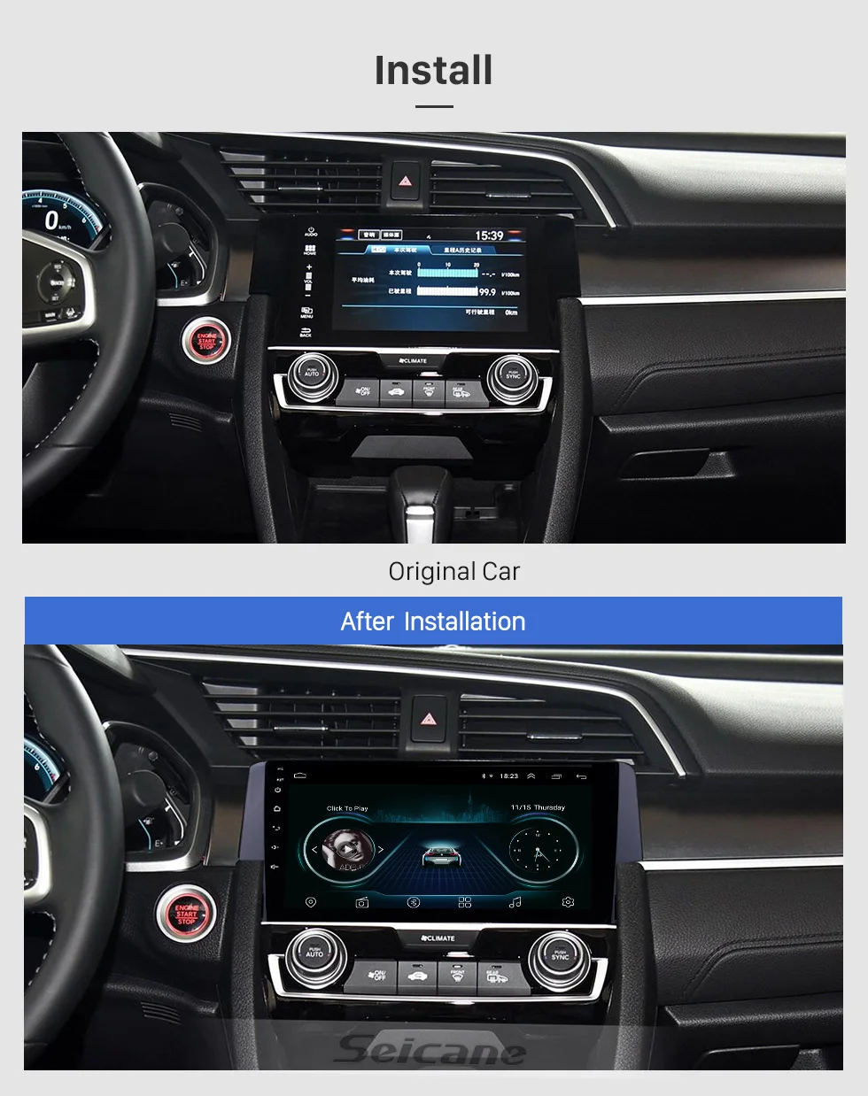 Seicane Android 8,1 2 DIN Автомобильный радио головное устройство плеер для Honda Civic gps навигация поддержка Carplay камера заднего вида SWC
