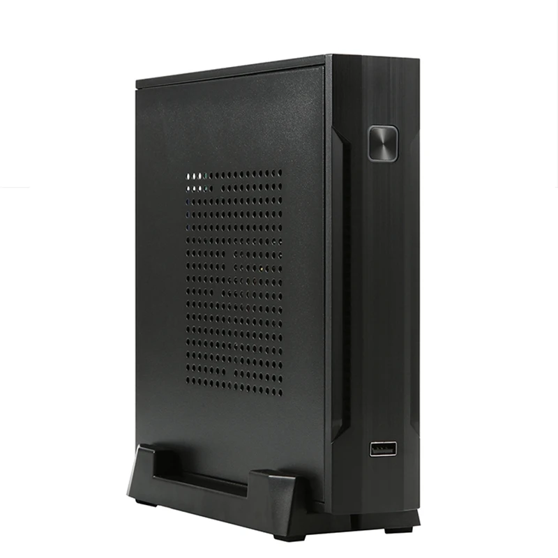 with feet Тонкий itx мини Чехол HTPC домашний кинотеатр горизонтальный itx корпус SECC ПК для рабочего кабинета мини-atx игровой настольный корпус - Цвет: with feet