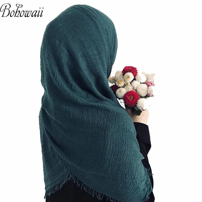 Женский мусульманский хиджаб BOHOWAII длинная шаль платок |