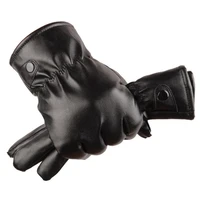 2pairspack men fashion winter faux leather motorcycle full finger touch screen warm gloves