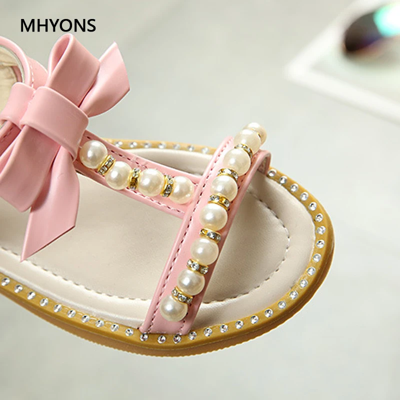 MHYONS 2019 новые детские летние туфли для девочек сандалии искусственная кожа цветы