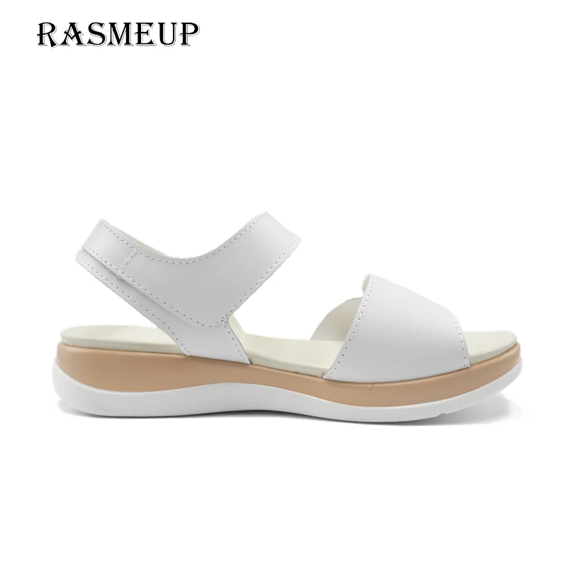 RASMEUP/женские босоножки из натуральной кожи на платформе с открытым носком
