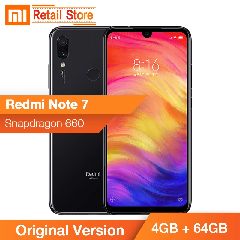 В наличии глобальная прошивка Xiaomi Redmi Note 7 Note7 4 Гб 64 мобильный телефон Snapdragon 660 48 + 13
