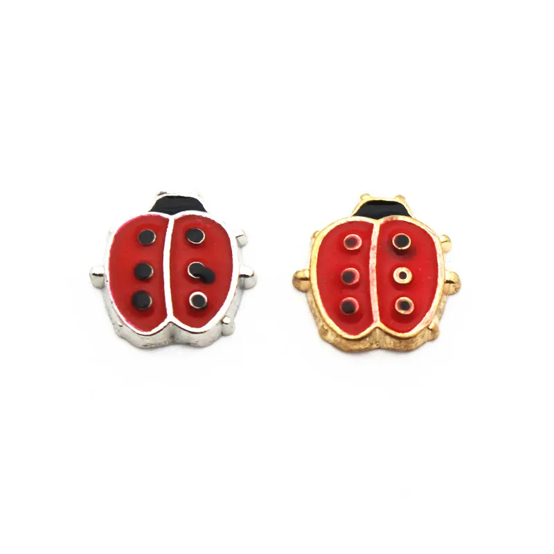 10 шт./лот металлическая эмаль золото Coccinella Septemp плавающие амулеты для гостиной