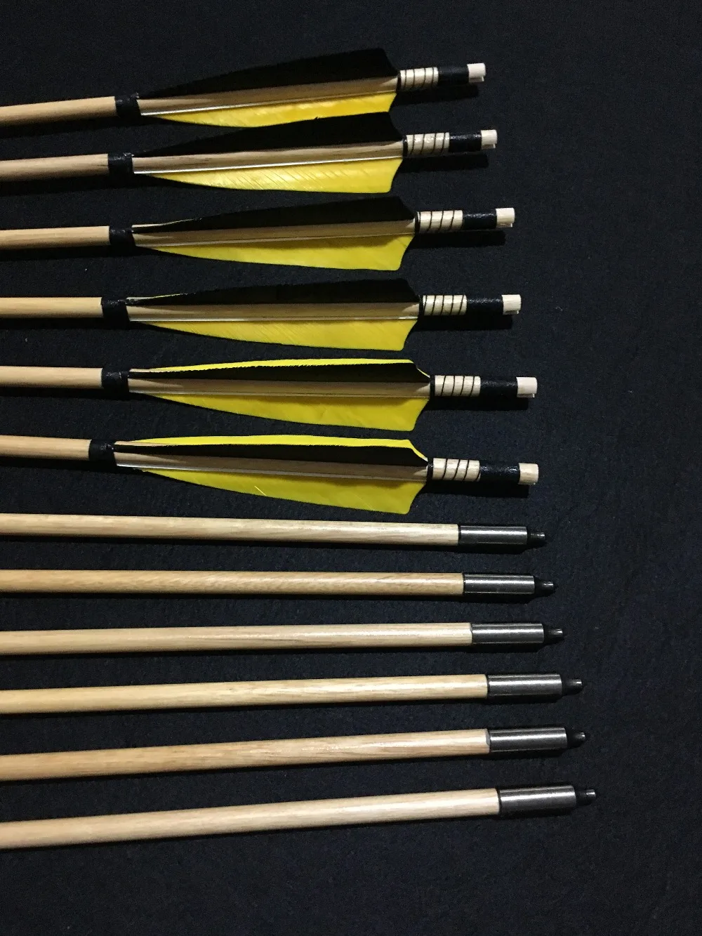

12 PK Handmade Archery Wooden Arrows Turkey Feather For Longbow