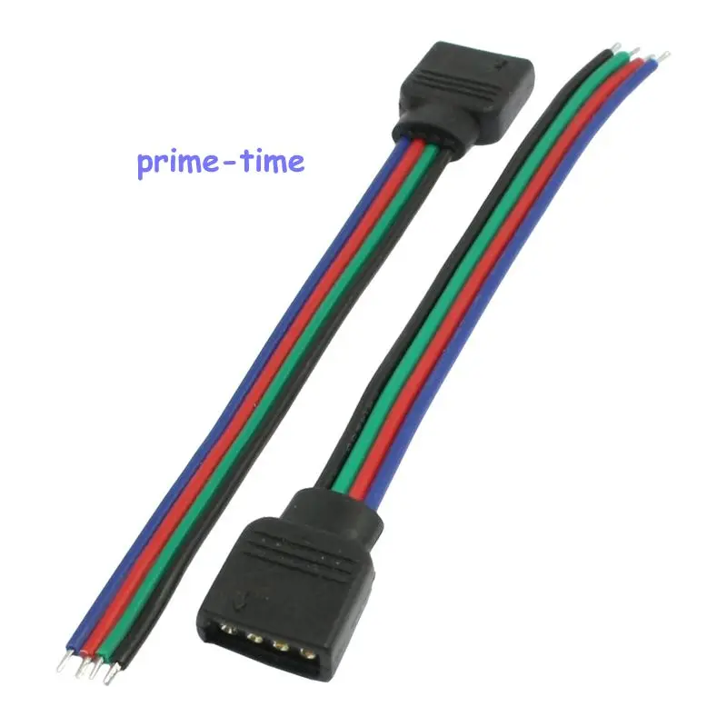 10Pcs 4 pin Female Connector Wire Cable For SMD 505 3528 RGB LED Strip light Free Shipping