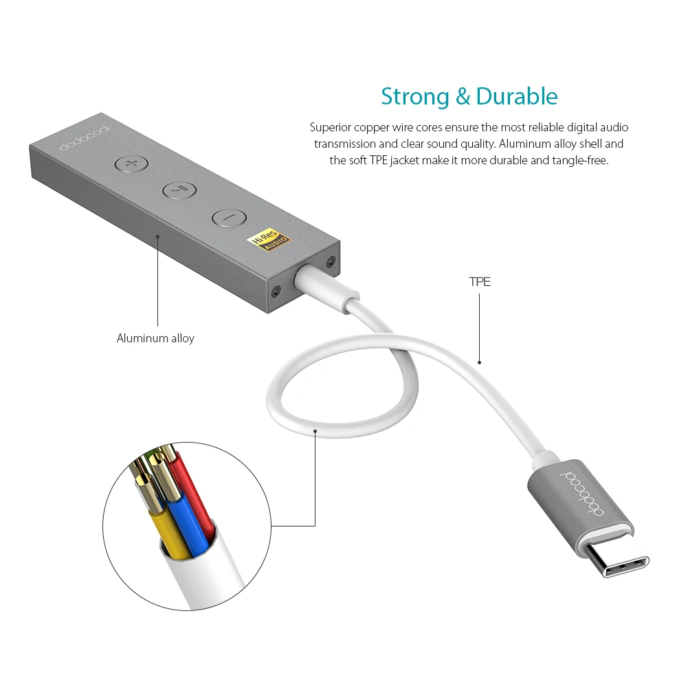 Dodocool Hi Res usb type C до 3 5 мм переходник для наушников USB разъем Aux кабель с встроенным