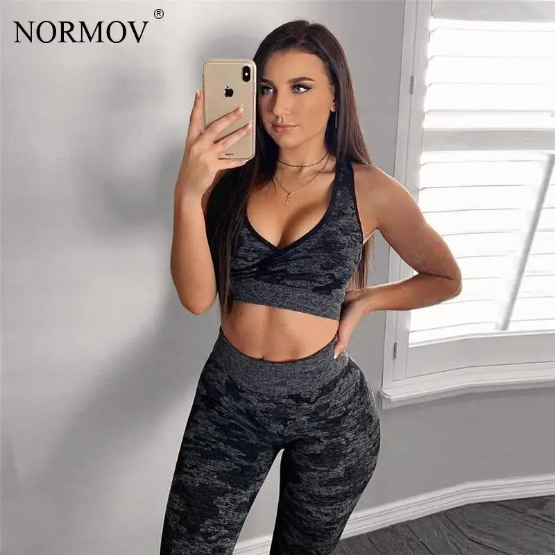 Лосины женские комуфляж NORMOV, бесшовные стрейч тощие полиэстера леггинсы, спортивный фитнеса тренировок брюки, сексуально повседневные джеггинсы
