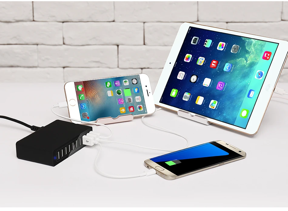FLOVEME 10 портов USB зарядное устройство смарт настольное зарядное устройство s для смартфонов и планшетов мобильный телефон зарядное устройство адаптер ЕС/США штекер