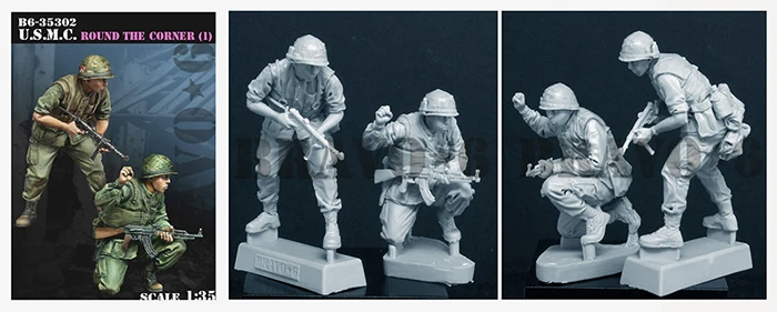 Масштаб 1/35 Неокрашенная фигурка из смолы Вьетнамская война армия США Круглый