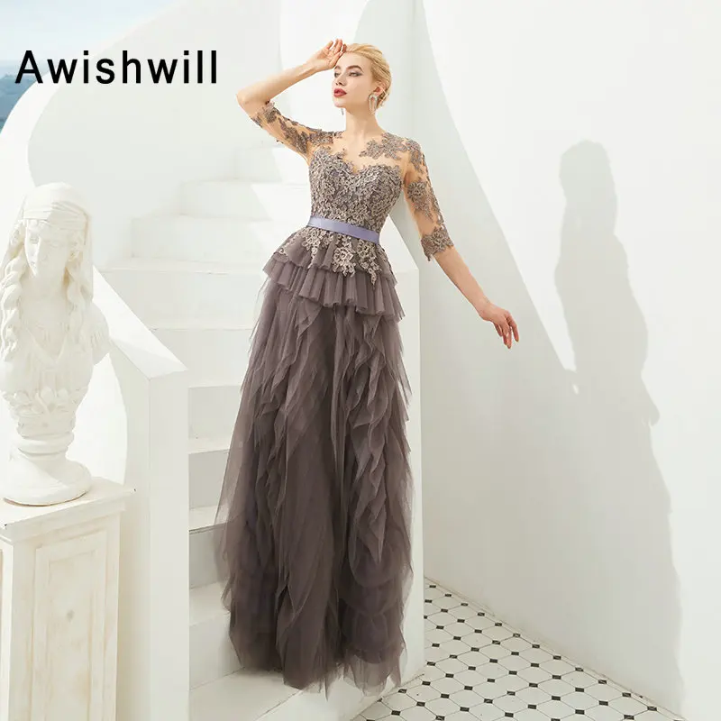 2020 Vestidos de Fiesta Noche элегантное женское длинное формальное платье с рукавами 3/4