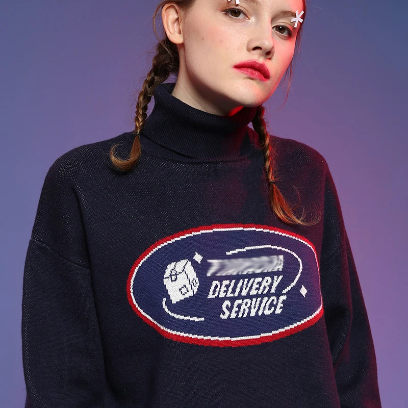 Harajuku Turleneck Longsleeved Women Pullover Sweater Thicken High-quality Korean Fashion Knitted Tops For Female Vintage | Женская