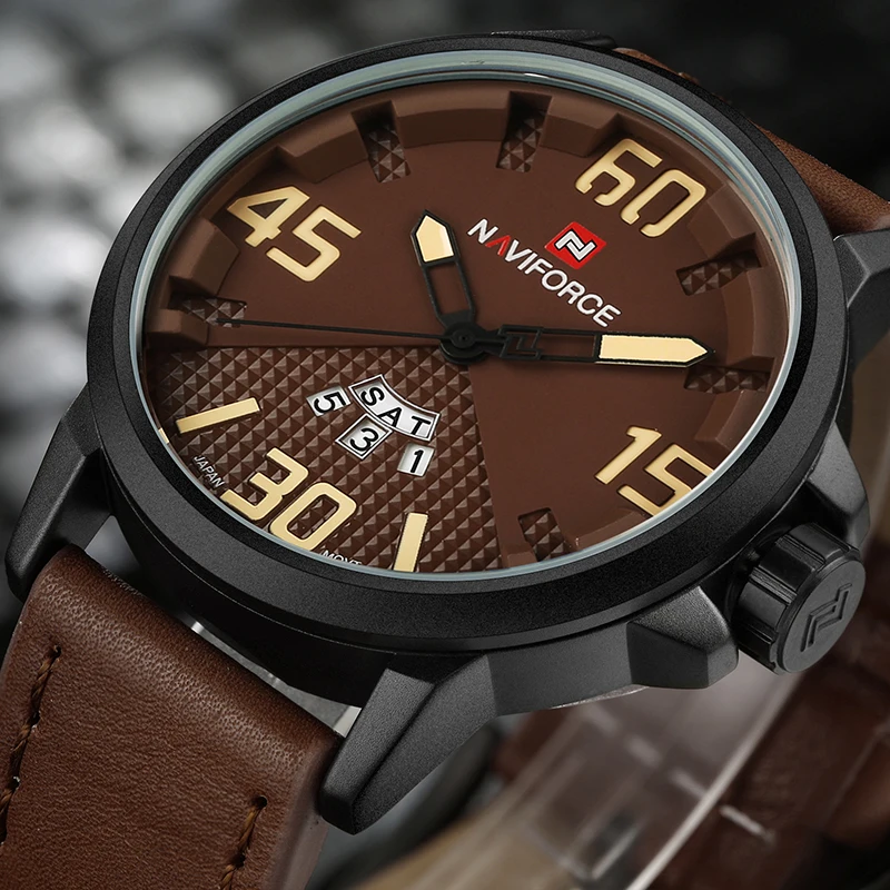 Naviforce оригинальный Элитный бренд Спорт Кварцевые часы Для мужчин кожа