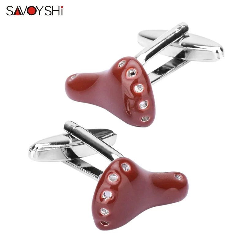 cufflinks SAVOYSHI модные запонки мужские рубашки высокого качества новинка коричневые эмалевые Запонки мужские ювелирные изделия Gemelos - Окраска металла: cufflinks
