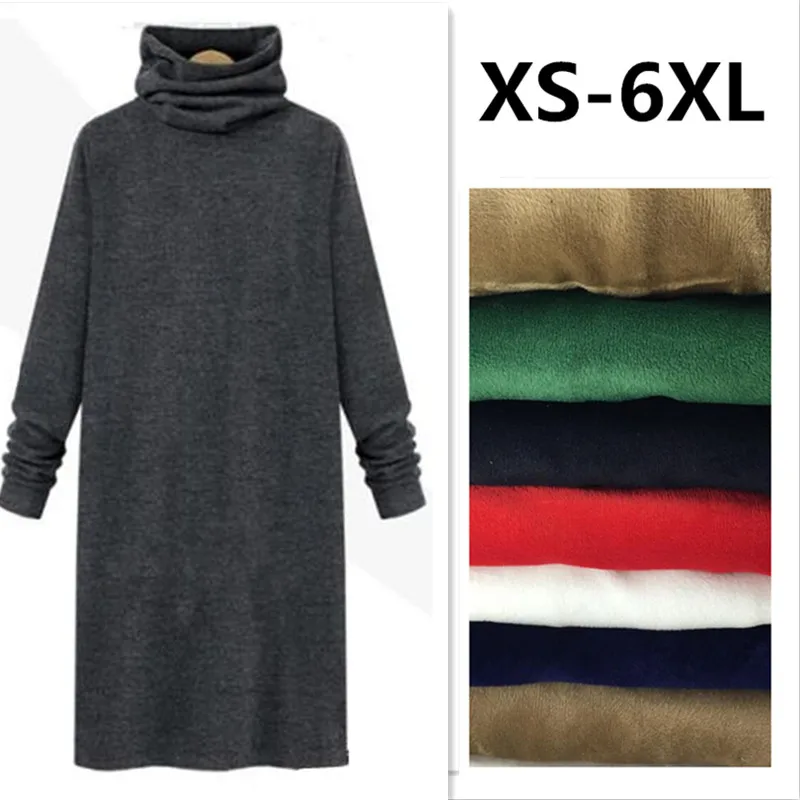 Женское платье водолазка размера плюс XS 5XL 6XL повседневное теплое офисное с