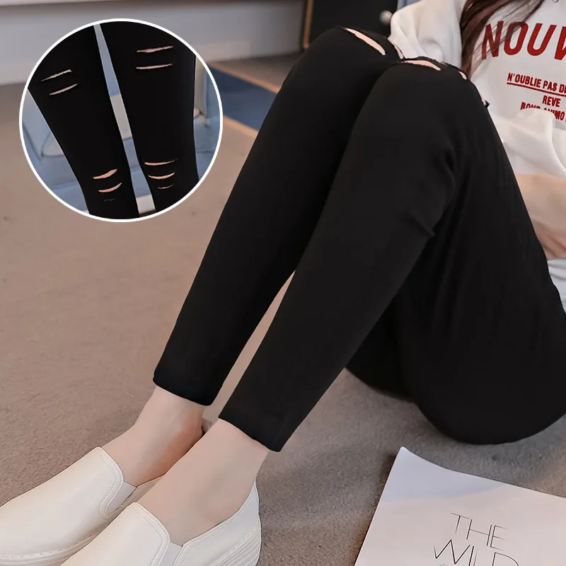Maternity Leggings for Pregnant Women High Waist Skinny Pants Slim Pencil Clothes Ripped Pregnancy |