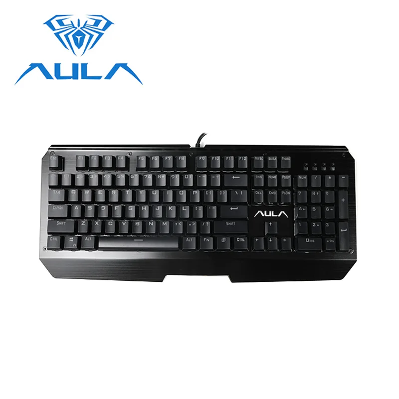 Прочная механическая клавиатура AULA USB Проводная с голубой и белой подсветкой 104