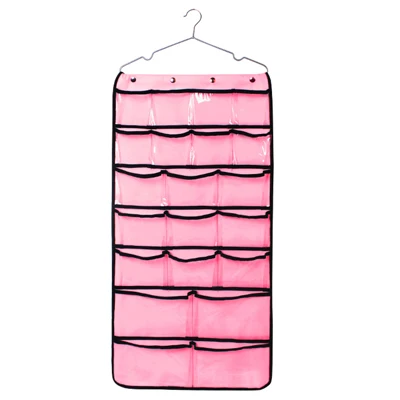 Pink and PVC 42 Карманный висячий органайзер для брюк бюстгальтер носки Коробка для хранения ювелирных изделий, сумка-Органайзер для шкафа, гардероба висячий карман органайзер - Цвет: Pink and PVC